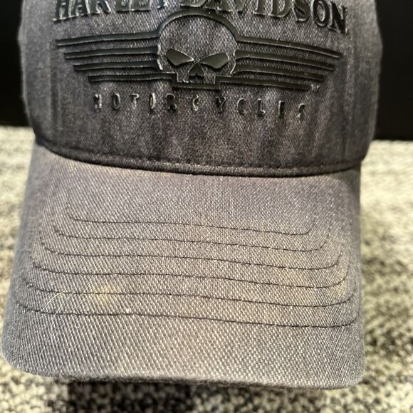 Harley-Davidson Silicone Skull Stretch Baseball Cap S/M Charcoal (99428-18VM) - Picture 3 of 12